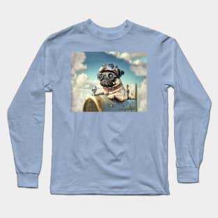 Cute Pug Airplane Ace Pilot Long Sleeve T-Shirt